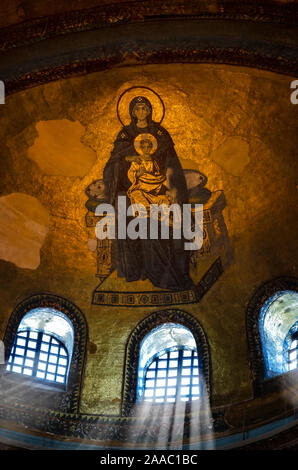 Hagia Sophia interni,Maria,Madre Maria e Gesù Bambino affresco /istanbul, Turchia ,Aprile 2018 Foto Stock