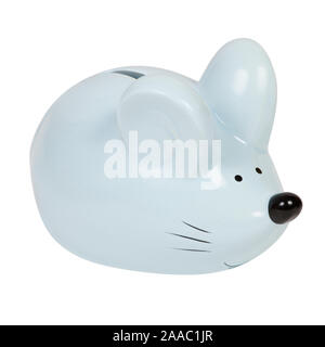 Simbolo del 2020. Blue salvadanaio a forma di mouse in isolati di colore blu su sfondo bianco Foto Stock
