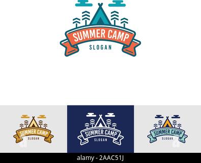 Vintage Summer Camp Modello di Logo Illustrazione Vettoriale