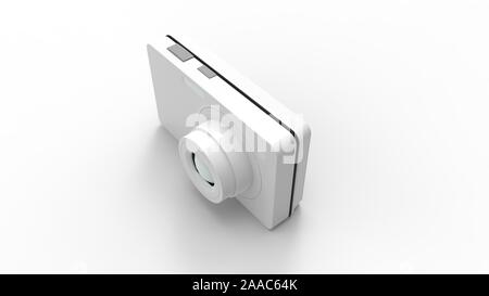 3D rendering di una fotocamera digitale isolato in sfondo per studio Foto Stock