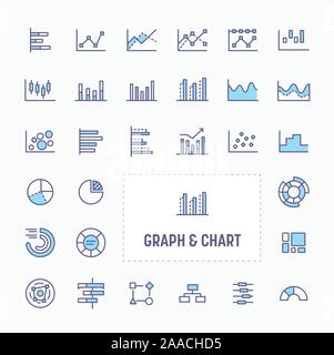Grafico, lo schema e la tabella - linea sottile, sito web application & presentazione icona. semplice e minima icona Vettore e illustrazione collezione. Illustrazione Vettoriale