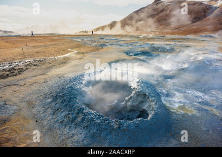 Campo di fumarole in Namafjall zona geotermica in Islanda. Famosa attrazione turistica. Bellezza Mondo Foto Stock