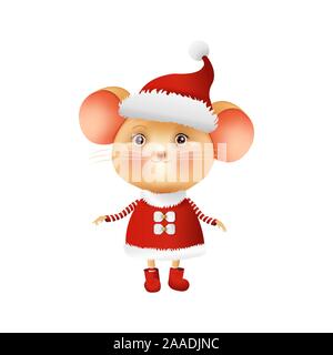 Piccolo mouse in un costume di Natale. Illustrazione Vettoriale