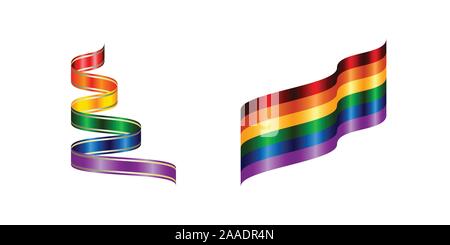 Vettore nastro arcobaleno e bandiera, il concetto di LGBT Illustrazione Vettoriale