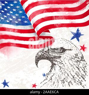 Eagle template vettoriale banner. Il simbolo nazionale degli Stati Uniti d'America. schizzo Illustrazione Vettoriale