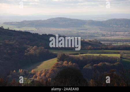 Vista verso Snowshill, Cotswolds, Gloucestershire, Inghilterra Foto Stock