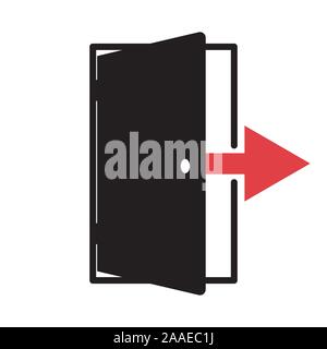 Profilo porta dell'icona di casa su sfondo bianco Illustrazione Vettoriale