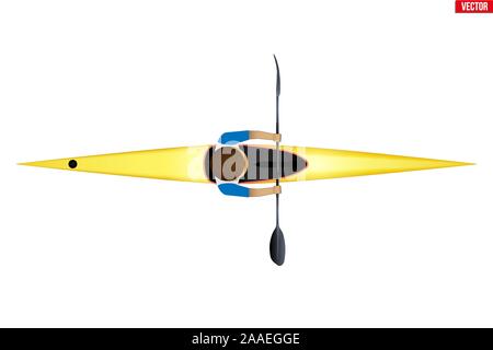 Sprint Kayak singolo con paddler Illustrazione Vettoriale