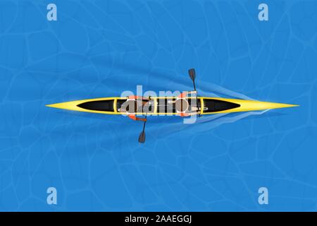 Sprint canoa doppia con paddler Illustrazione Vettoriale