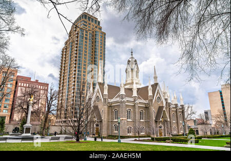 Il Salt Lake Assembly Hall, un gotico vittoriano congregazione hall Foto Stock