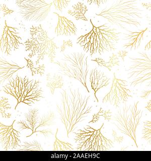 Bella disegnati a mano coralli seamless pattern, sfondo subacqueo, ottimo per i prodotti tessili, banner, sfondi, confezionamento - disegno vettoriale Illustrazione Vettoriale