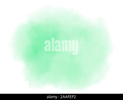 Etereo verde pastello acquerello cloud splash su sfondo bianco. Foto Stock