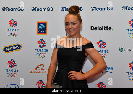 Londra, Regno Unito. 21 Nov, 2019. Amy Tinkler durante il Team 2019 GB Palla al vecchio Billingsgate giovedì, 21 novembre 2019 a Londra, Regno Unito. Credito: Taka G Wu/Alamy Live News Foto Stock