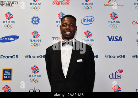 Londra, Regno Unito. 21 Nov, 2019. Eric Boateng durante il Team 2019 GB Palla al vecchio Billingsgate giovedì, 21 novembre 2019 a Londra, Regno Unito. Credito: Taka G Wu/Alamy Live News Foto Stock