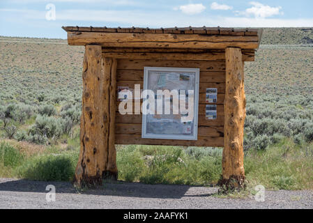 Visitor Information kiosk, Steens cooperativa di montagna e gestione della zona di protezione, Oregon. Foto Stock