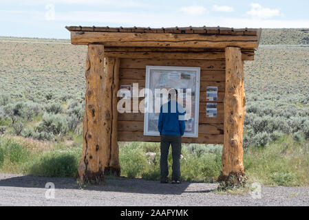 Visitor Information kiosk, Steens cooperativa di montagna e gestione della zona di protezione, Oregon. Foto Stock