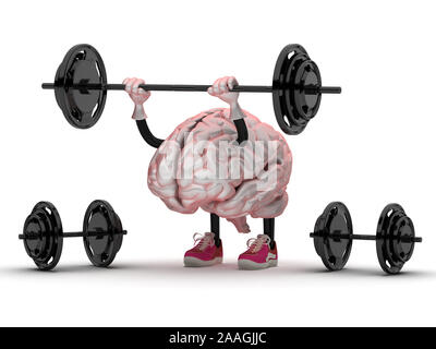 Cervello exercice - cervello umano la salute mentale concetto - 3D render Foto Stock