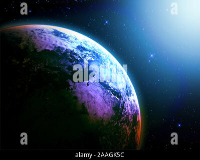 Pianeta Terra visto dallo spazio , 3D render del pianeta Terra, gli elementi di questa immagine fornita dalla NASA Foto Stock