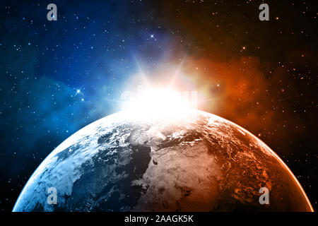 Pianeta Terra visto dallo spazio , 3D render del pianeta Terra, gli elementi di questa immagine fornita dalla NASA Foto Stock