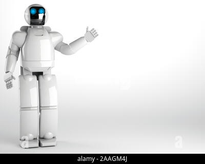 Carino il robot che mostra il pannello - 3D render Foto Stock