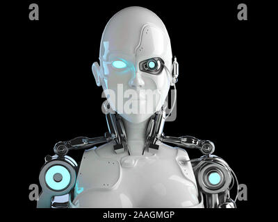 Robot donna, sci-fi android ragazza di intelligenza artificiale di sfondo - 3D Rendering wallpaper Foto Stock