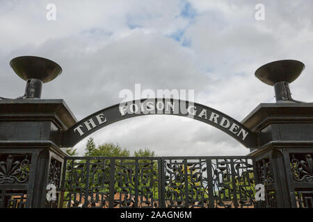 ALNWICK, NORTHUMBERLAND, England, Regno Unito - 10 settembre 2017: Alnwick Garden - ingresso in giardino di veleno. Un piacere contemporanei giardini adiacente Foto Stock