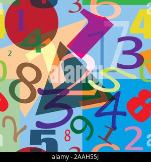 Vettore di Seamless pattern colorati con numero di elementi. Illustrazione Vettoriale