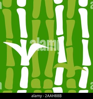 Bambù, natura verde modello senza giunture, vettore sfondo con piante tropicali, disegnato a mano modello infinite Illustrazione Vettoriale