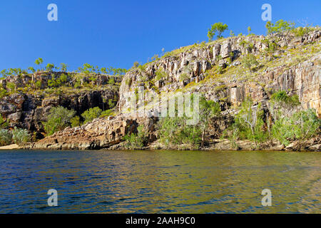 Im Landschaftsformation Katherine Gorge (Nimiluk) NP, vom Katherineriver aus gesehen, Territority settentrionale, Australien Foto Stock