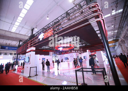 Beijing, Pechino, Cina. 22 Novembre, 2019. Pechino, Cina-il 21 novembre 2019, il primo mondo 5G conferenza mostra aperta in Yichuang, centro fieristico e congressi internazionale di Pechino, che copre una superficie di quasi 20.000 metri quadrati e concentrandosi su 5G lo sviluppo e applicazione.in mostra le più recenti conquiste in 5G lo sviluppo e i più recenti scenari. Credito: SIPA Asia/ZUMA filo/Alamy Live News Foto Stock