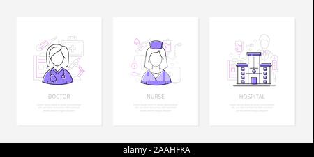 Clinica Medica personale - linea uno stile di design banner Illustrazione Vettoriale