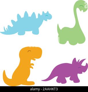 Cartoon carino dinosauro vettori di illustrazione Illustrazione Vettoriale