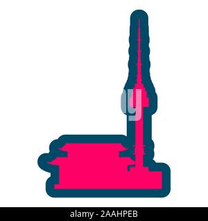 Torre di Namsan a Seoul e icone pagoda in stile semplice Illustrazione Vettoriale