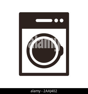 Macchina di lavaggio e la relativa icona. Servizio lavanderia e simbolo di faccende di casa Foto Stock