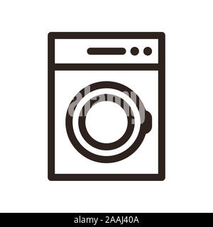 Macchina di lavaggio e la relativa icona. Servizio lavanderia e simbolo di faccende di casa Foto Stock