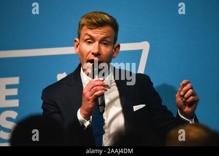Millbank, London, Regno Unito 22 novembre 2019. Dr David Bull eurodeputato. Brexit Generale del Partito Politica elettorale lanciare a Millbank. Credito: Matteo Chattle/Alamy Live News Foto Stock