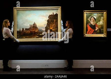 Sothebys, Londra, Regno Unito. 22 Nov 2019. Alexei Petrovich Bogoliubov, Venezia al tramonto, preventivo: 400.000 - 600.000 GBP - Sotheby's anteprime la sua arte russa settimana con opere provenienti dalle proprie foto russo e opere d'arte, Fabergé e le icone delle vendite su 26 Novembre a Londra. Credito: Guy Bell/Alamy Live News Foto Stock