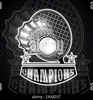 Volanchic con racket in centro. Sport logo per qualsiasi team di badminton o campionato Illustrazione Vettoriale