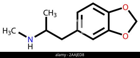 MDMA (ecstasy) formula strutturale Foto Stock