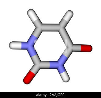 Nucleobase uracile bastoni modello molecolare Foto Stock