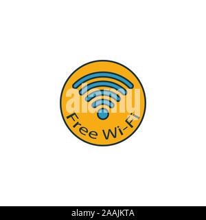 Connessione wifi gratuita e la relativa icona. Contorno riempito elemet creativo dall' aeroporto raccolta di icone. Premium gratuitamente l'icona wifi per ui, ux, applicazioni software e infographics Foto Stock