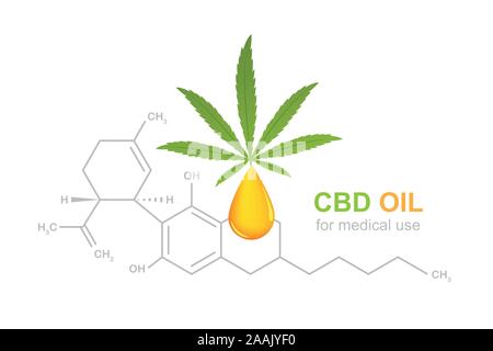 Il CBD di olio per uso medico cannabidiolo formula chimica illustrazione vettoriale EPS10 Illustrazione Vettoriale