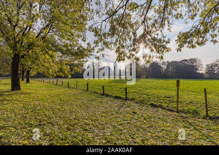 Krefeld-Linn - Parkview al Castello Linn in autunno umore, Renania settentrionale-Vestfalia, Germania, 22.11.2019 Foto Stock