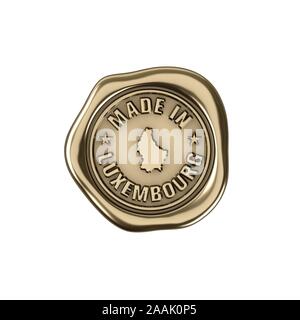 Prodotto fabbricato in Lussemburgo. Golden sigillo di qualità. Foto Stock