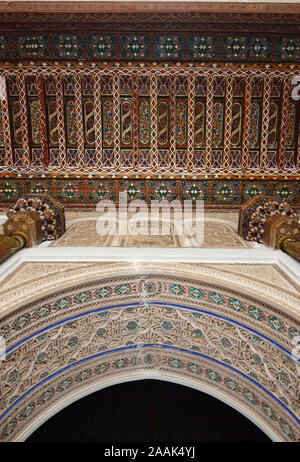 Il Palazzo Bahia fu costruito alla fine del XIX secolo. Marrakech, Marocco Foto Stock