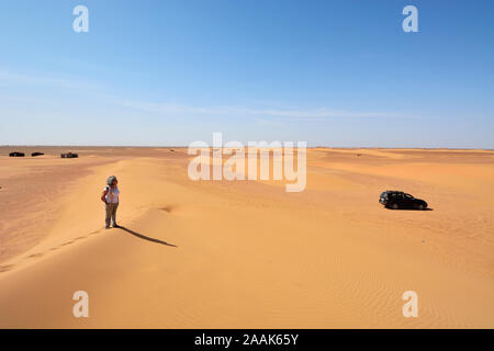 Erg Lehoudi dune di sabbia del deserto del Sahara. Il Marocco Foto Stock