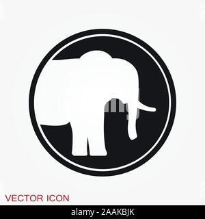 Icona di elefante, vettore riga logo arte illustrazione Illustrazione Vettoriale