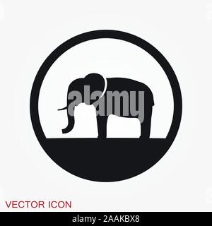 Icona di elefante, vettore riga logo arte illustrazione Illustrazione Vettoriale