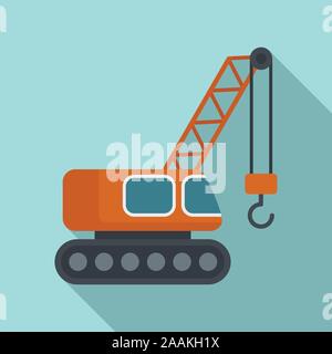 Escavatore gru da cantiere icona. Illustrazione piana di escavatore gru da cantiere icona vettore per il web design Illustrazione Vettoriale