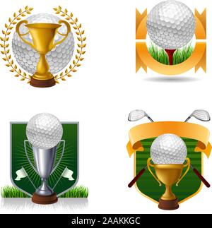 Serie di golf emblemi e simboli trofeo e medaglia di icone Illustrazione Vettoriale